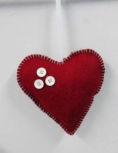 Ornements de décoration de Noël en peluche cœur en velours personnalisés de couleur rouge foncé pour décorations de vacances - Product Image 2