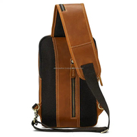 ALBORZ Sac banane vintage en cuir véritable, sac à bandoulière tendance, sac de poitrine, fermeture éclair, portable, pour voyage, modèle CHB010