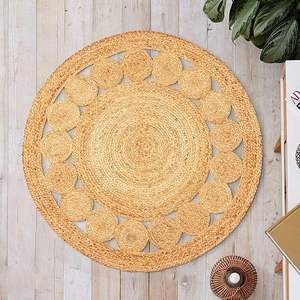 Ensemble de tapis en jute de style moderne Tapis rectangulaire réversible tressé à la main écologique pour porte de salon - Product Image 1