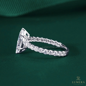 Bague en diamant taille marquise et taille ronde, couleur E, clarté VS1, or 9k 10k 14k 18k, bijoux de luxe pour anniversaire ou fiançailles - Product Image 4