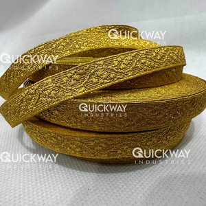 Qualité supérieure 25mm fil d'or dentelle vélin 2 gallons tresse tresses métalliques ruban à coudre or rang rayures passementerie - Product Image 2