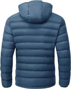 Blue <b>Men's</b> Lightweight <b>Puffer</b> <b>Jackets</b> Detachable Hood Water-Resistant Casual Winter Coat Hooded Insulated for Travel Ski - Product Image 2