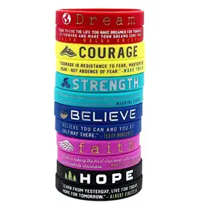 Inspirational Quote Bracelets Hope Faith Believe Strength Courage Dream Inspirational Silicone Bracelet Wristband