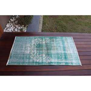 Petit tapis turc 2,2x4,1 pieds, tapis en laine camouflage vert vintage - Product Image 3