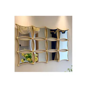 金色主题现代时尚金属壁挂式客厅装饰镜新款圆形墙镜装饰墙装饰