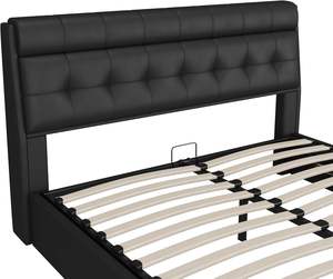 Marco de cama tapizado de madera tamaño king de lujo moderno personalizable con muebles de dormitorio de cuero PU para uso doméstico - Product Image 3