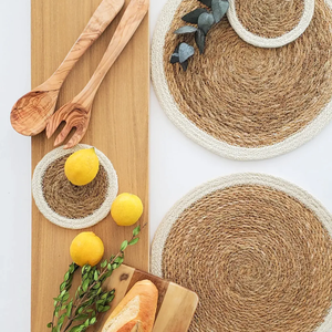 EW-manteles individuales redondos de algodón ecológico, vajilla 100% hecha a mano, venta al por mayor - Product Image 4