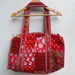 High Quality Luxury Durable Quilted Duffle Bag <b>Block</b> Print Design Large Capacity Picnic Shopping Sports Weekender <b>Yoga</b> Beach - Product Image 1