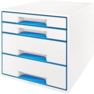 Leitz WOW CUBE 4-<b>Drawer</b> Desktop Organizer Blue/White Polystyrene <b>Drawers</b> DIN A4 Size White Housing - Product Image 1