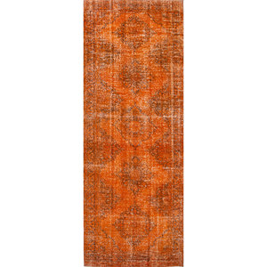 Alfombras Vintage de Lana Rojas y Naranjas, Anudadas a Mano, con Patrón de Medallón de Gran Tamaño para Sala de Estar o Pasillo - Pae-122 para Adolescentes - Product Image 1