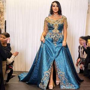 2024 impresionante vestido de caftán marroquí bordado Dabka trabajo cuentas de cristal hilos perlas en seda Lehenga Choli - Product Image 1