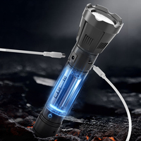 Linterna LED COB Recargable Súper Brillante con Lente Fresnel de Enfoque Ajustable y Lámpara de Escritorio Lateral, Cuerpo de ABS, Carga USB