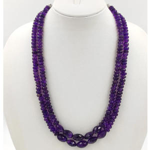 สร้อยคอลูกปัดอเมทิสต์ธรรมชาติ,พลอยสายลูกปัดยาว20นิ้วทรงหลวม8-16มม. - Product Image 1