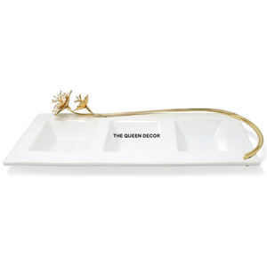 ชามตกแต่งลายใบไม้ทองเหลือง งานแฮนด์เมด ขายตรงจากโรงงาน สีขาว ผลิตจากโลหะแข็งแบบกำหนดเอง - Product Image 1