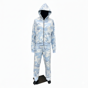 Conjunto de Sudadera con Capucha y Pantalones Deportivos con Cierre Personalizado, Estampado Digital, Chándal de Camuflaje para Hombre, 100% Algodón Felpa, en Varios Colores, Transpirable - Product Image 3