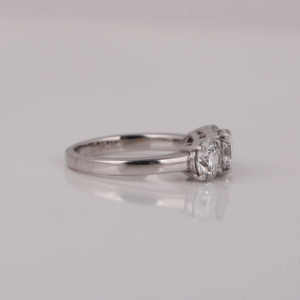 Custom Three Stone Round Cut Lab Grown Diamond Engagement Ring 18KT <b>Solid</b> Gold Plated Luxurious IGI Certified Anniversary Gift - Product Image 5