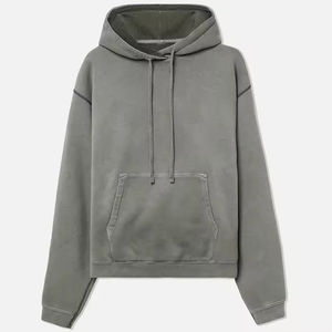 Oem Designer Brand Streetwear Heavy Washed Grey Hoodie Acid Wash Sudadera con capucha de gran tamaño Vintage Men Heavyweight French Terry Hoodie - Product Image 4