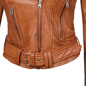 Women's Real Cow <b>Suede</b> Leather Motorcycle <b>Jacket</b> with Real Fur Trim Reversible & Waterproof - Product Image 6