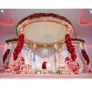 Maravillosa Decoración de Mandap para Ceremonia de Boda, Mandap Tradicional Indio con Flores, Magnífico Mandap de Boda Maharani en EE. UU. - Product Image 1