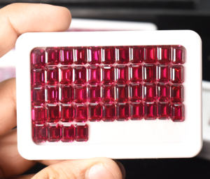 Piedras de rubí rojo, piedras preciosas octagonales sueltas calibradas, gemas de corte esmeralda creadas en laboratorio, piedras preciosas de corindón de laboratorio - Product Image 5