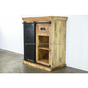 2025 porte simple en fer de meubles industriels modernes avec tiroirs en bois et rangement en bois et étagère pour rangement panneau latéral fait main - Product Image 3