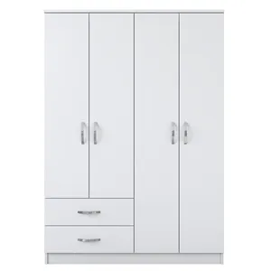 Rani BA101 Wardrobe Cabinet Cupboard Closet With 4 Doors 2 Drawers White Color Good Quality Factory Seller Wholesale 1853