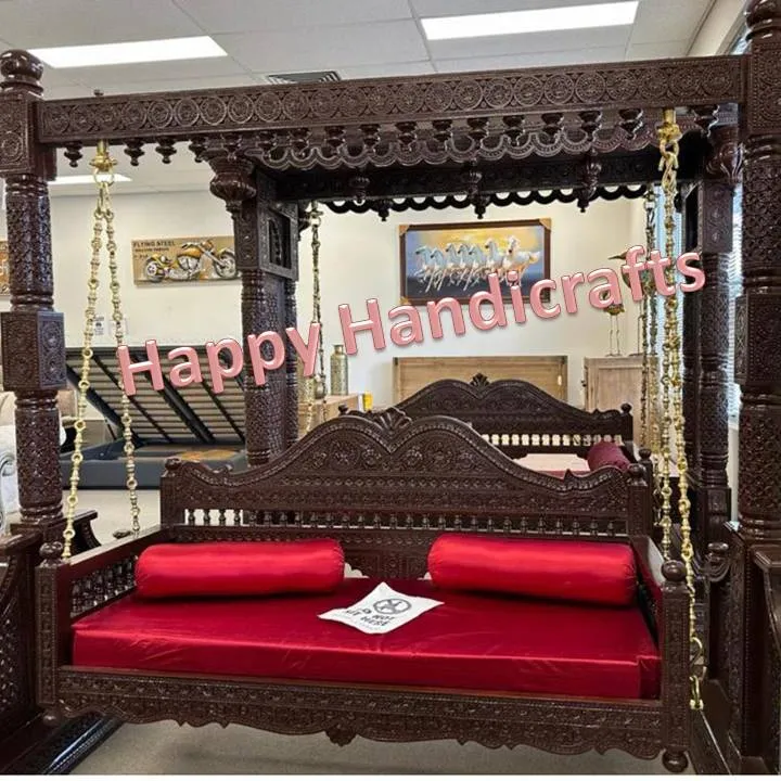 Hint ahşap salıncak kraliyet tasarım iki ayağı el oyma kapalı salıncak jhula ev dekor ev mobilya