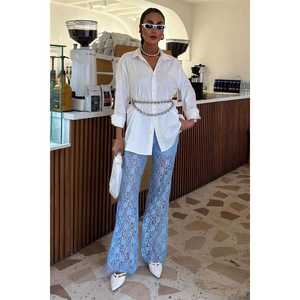 Pantalones de Cintura Alta con Corte Acampanado, Transpirables, Forrados y con Encaje-0081 - Product Image 2