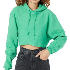 Sweat-shirt à capuche pour femme, haut court à manches longues en coton ample, impression de logo personnalisé de haute qualité, best-seller, prix bas, OEM - Product Image 1