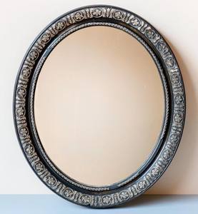 Miroir ovale Louis XVI antique, cadre floral doré, décoration de ferme - Product Image 3