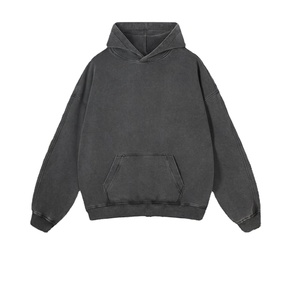 Sudadera con Capucha Larga Oversize para Hombre, Lavado Ácido, 100% Algodón, Antiencogimiento, Transpirable, Ropa Casual de Otoño - Product Image 3