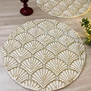 Buy <b>Christmas</b> Festive Made Beaded <b>Placemat</b> Multiple Colored Beads Home Decor Coaster Mat and Pads - Product Image 2