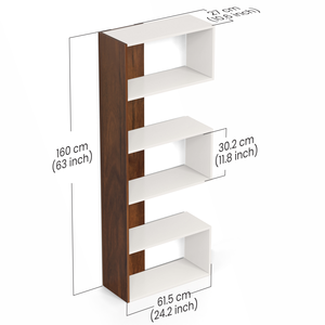 BLUEWUD Novebuk Wood Bookshelf <b>Cabinet</b> Book Rack Organizer Book Case with Shelves for Decor <b>Display</b> <b>Wall</b> Mount Floor Standing - Product Image 5