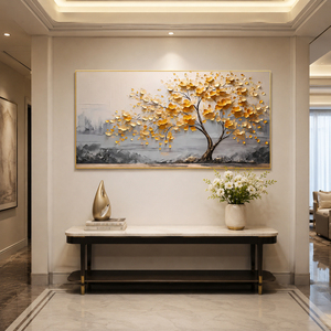Gold Tree of Life 3D Textured Painting House Hotel Decoration Interior Decorative Arts Large Still Life Wholesale Artwork - Product Image 2