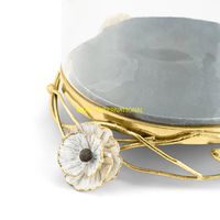Support à gâteau rond en métal doré avec base florale, plateau de présentation de desserts luxueux et écologique, idéal pour les mariages, les fêtes, la maison, l'hôtel