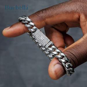 10mm Moissanite Diamond Iced Out broche 925 Sterling Silver Miami Cuban pulsera para hombres Hip Hop joyería - Product Image 1