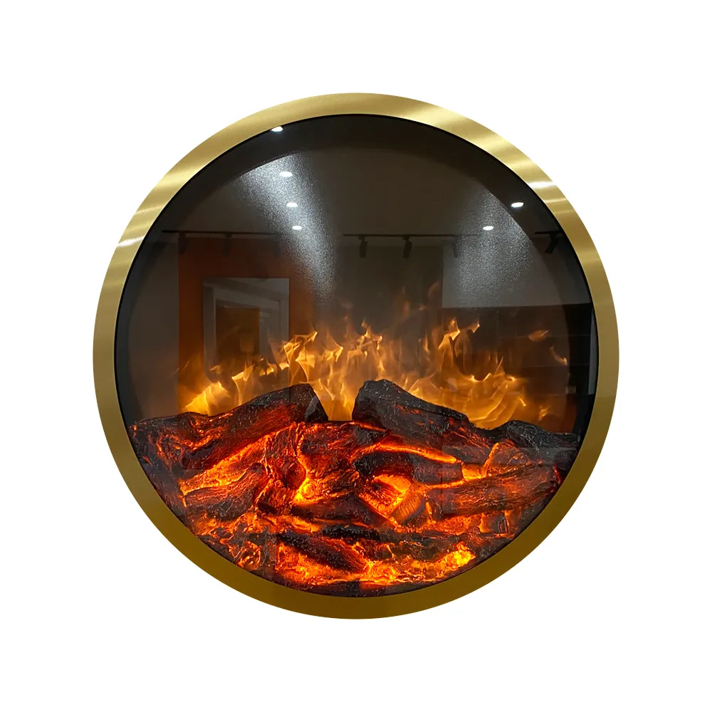 Kunden spezifische Größe 700mm runde Form Speziell gestalteter dekorativer elektrischer Kamin