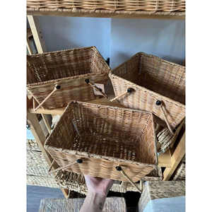 Panier de pique-nique en rotin artisanal, best-seller, panier de rangement écologique, produits artisanaux fabriqués par VgreenArt au Vietnam - Product Image 1