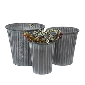 Pot de fleur et jardinières en métal galvanisé gris fait à la main de meilleure qualité décor de jardin de l'Inde pour la plantation - Product Image 6