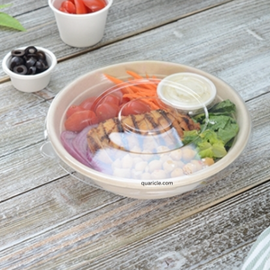 Tazón Desechable Biodegradable Ecológico de 12 oz, Hecho de Bagazo, con Tapa Plana de PET, Forma Redonda, Diseño Moderno para Restaurantes y Hoteles - Product Image 3