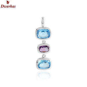 Fabrication de gros pendentif topaze bleue en argent sterling 925 pendentif améthyste en pierre - Product Image 1