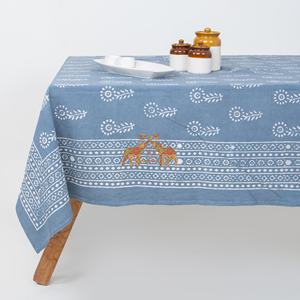 Manteles rectangulares 100% algodón Dabu con estampado floral de Jaipur, hechos a mano con técnicas de bloque, para decoración del hogar. - Product Image 3