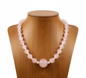 สร้อยคอหินโรสควอตซ์ 18 นิ้ว แบบยูนิเซ็กซ์ เงินแท้ 925 ชุบทอง 14K ดีไซน์เรขาคณิตถักมือ ของขวัญสุดอินเทรนด์ เครื่องประดับแฟชั่น - Product Image 6