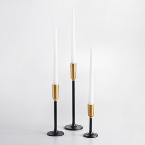 Ensemble de 3 bougeoirs de forme conique, chandelier en métal doré Rose - Product Image 4