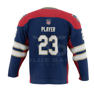 Club Level Ice Hockey Jersey Featuring V Neck Collar And <b>Athletic</b> Fit Stretch Fabric Hockey Jersey - Product Image 3