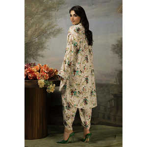 Conjunto de 2 Piezas, Camisa y Pantalón Estampados Jacquard Slub Khaddar con Decoración de Botones SCT-52001 - Product Image 6