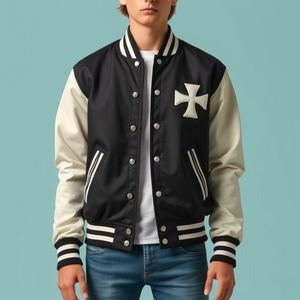 Veste de style universitaire avec rembourrage épais et chaud à l'intérieur : Qualité supérieure, corps en laine, manches en cuir, logo personnalisé, style vintage, vente en gros - Product Image 6