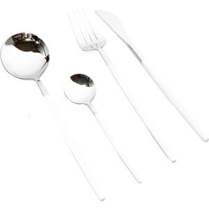 Ensemble d'argenterie blanche de qualité minimaliste pour la vaisselle vacances célébration fête vaisselle réutilisable ensemble de couverts en acier inoxydable - Product Image 1