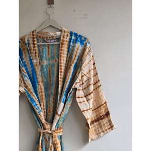 Kimono de Crepé de Seda para Mujer, Estilo Boho, para Usar en Casa o en el Resort, Traje de Baño con Bolsillos, Bata de Playa - Product Image 1