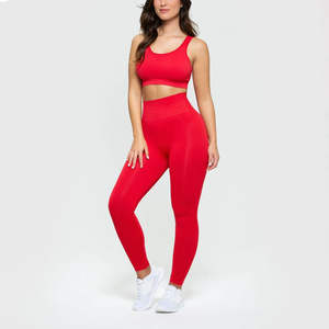 Conjunto de Yoga Cómodo y Sólido para Mujer, 2 Piezas, Leggings y Brasier, Cintura Alta, Transpirable, Ecológico, Ropa Deportiva, Diseño Personalizado, OEM - Product Image 1